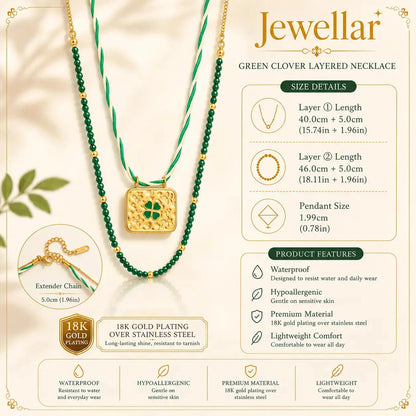 Green Clover Charm Necklace - 18K Gold Plated 6