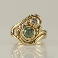Green Zircon Ring with Gold Accent 0