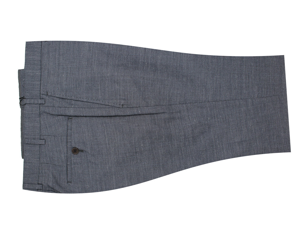 Grey Flat Front Textured Weave Dress Pants 0