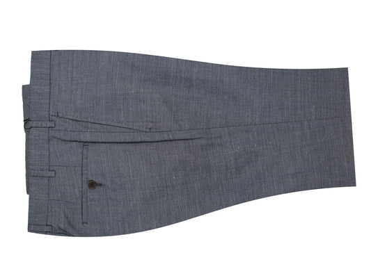 Grey Flat Front Textured Weave Dress Pants 0