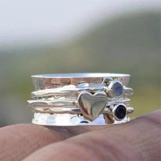 Handcrafted Heart-Spinning Ring 0