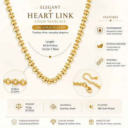 Heart Chain Necklace - 18K Gold Plated 2