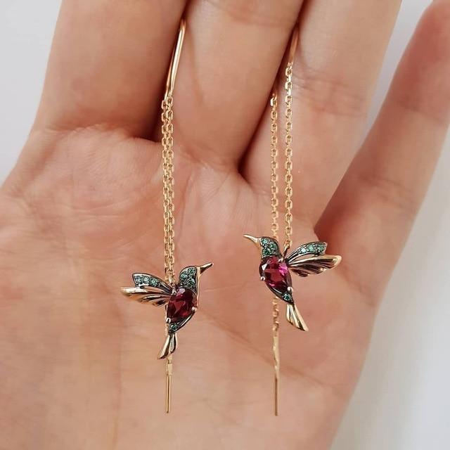 Hummingbird Zirconia and Enamel Earrings 0