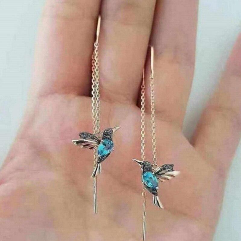 Hummingbird Zirconia and Enamel Earrings 1
