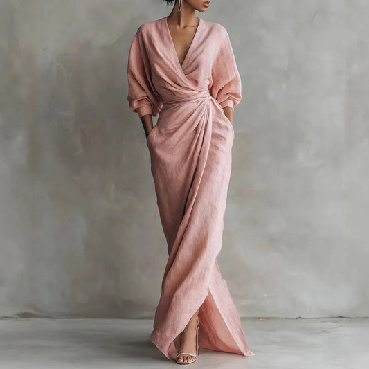 Isadora | Women's V-Neck Wrap Maxi Dress 0