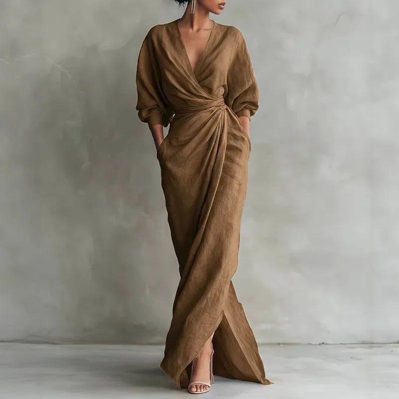 Isadora | Women's V-Neck Wrap Maxi Dress 2