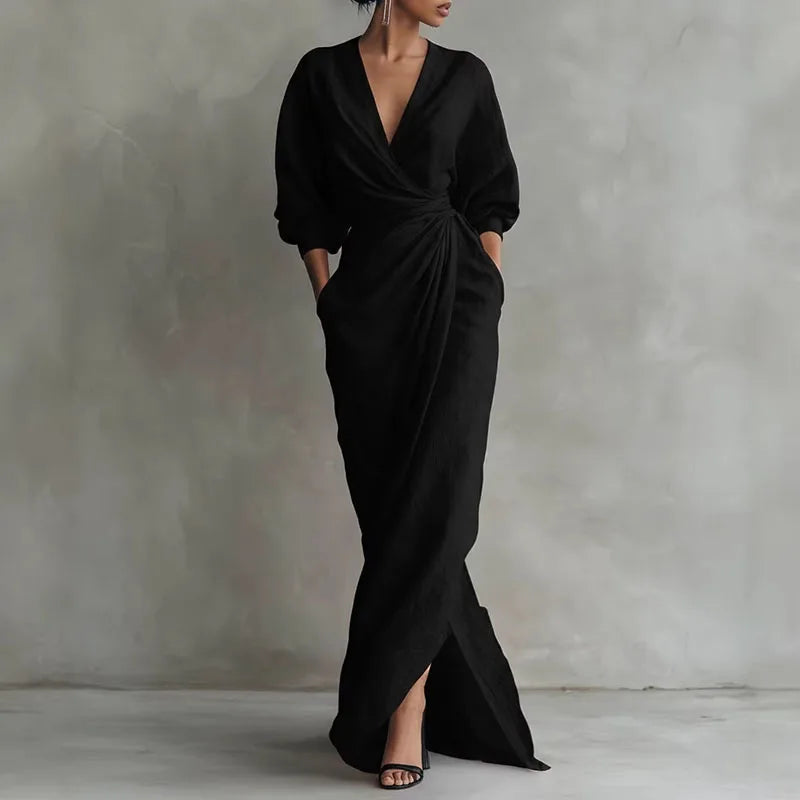 Isadora | Women's V-Neck Wrap Maxi Dress 4