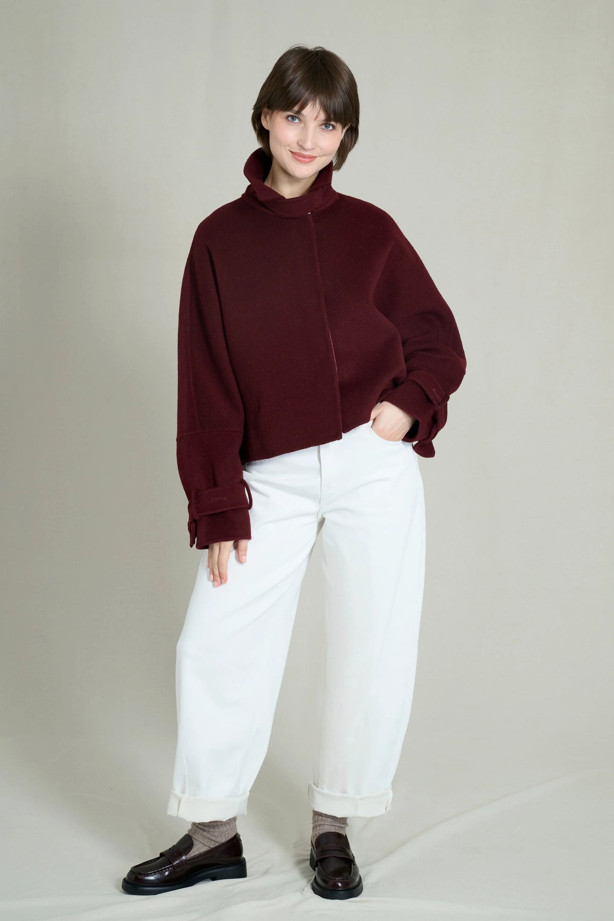 JADE PREMIUM PURE WOOL SHORT COAT 1