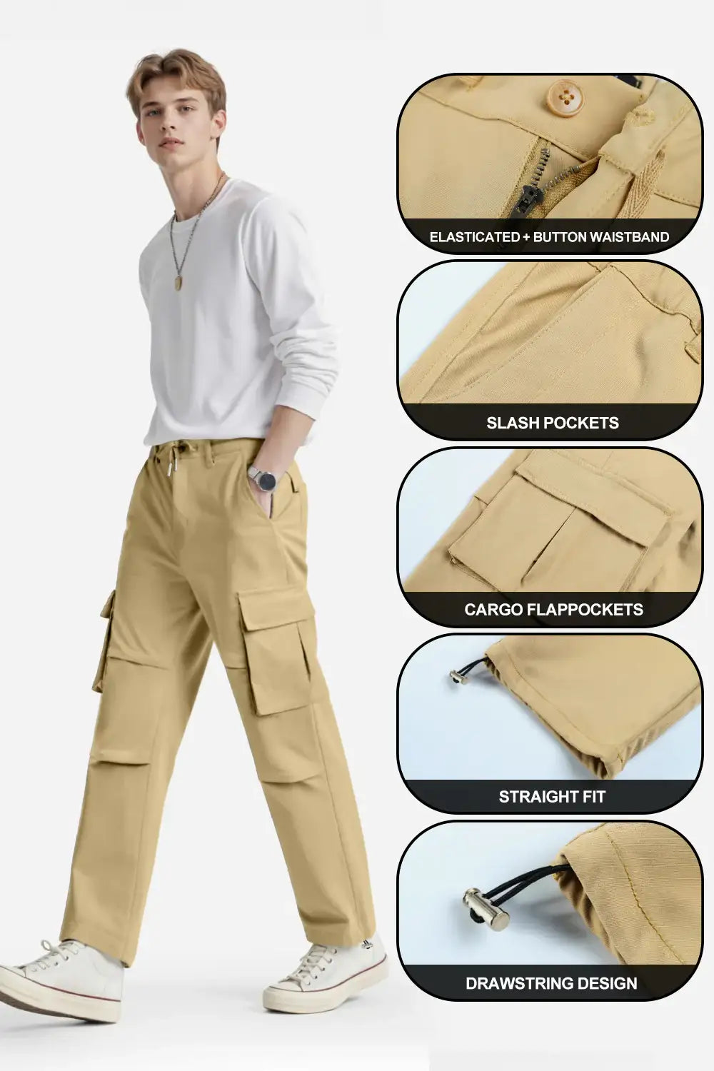 Jake | Comfortable Straight Fit Mens Cargo Pants 3