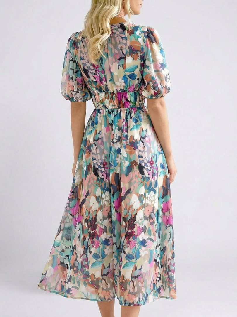 Jasmine | Women's Floral V-Neck Midi Dress 1