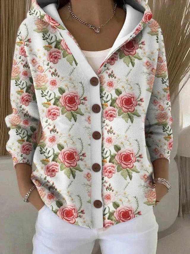 Jenna | Elegant  Button Hooded Sweater 4