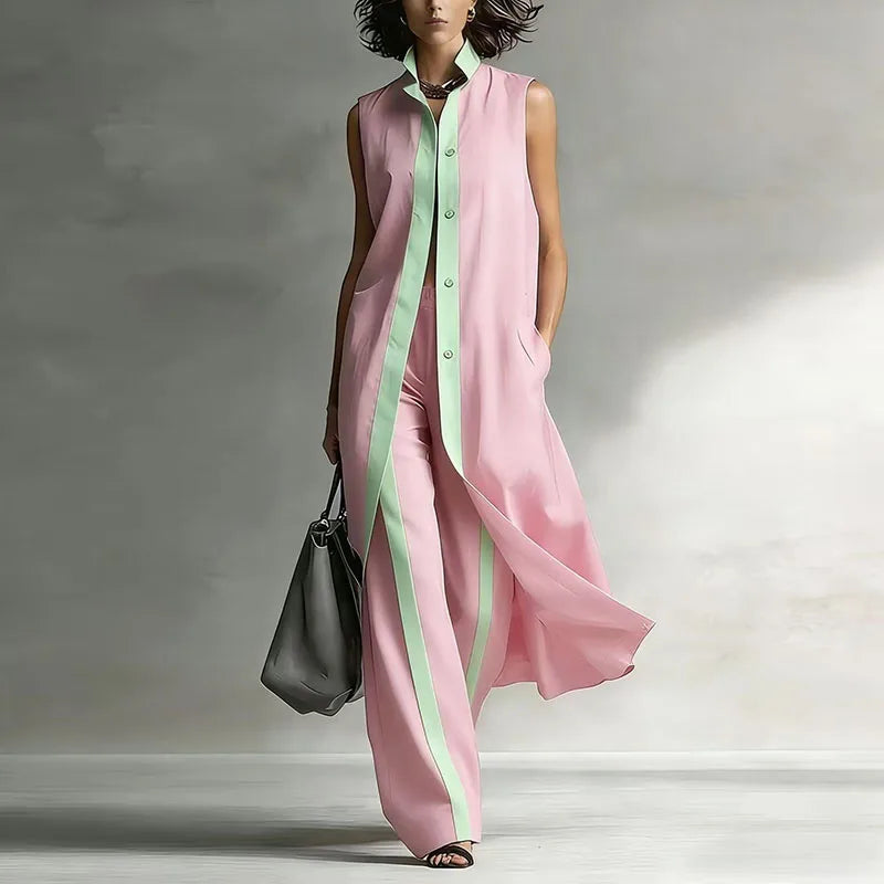 Jenna | Women's Sleeveless Wide Leg Two Piece Set 0