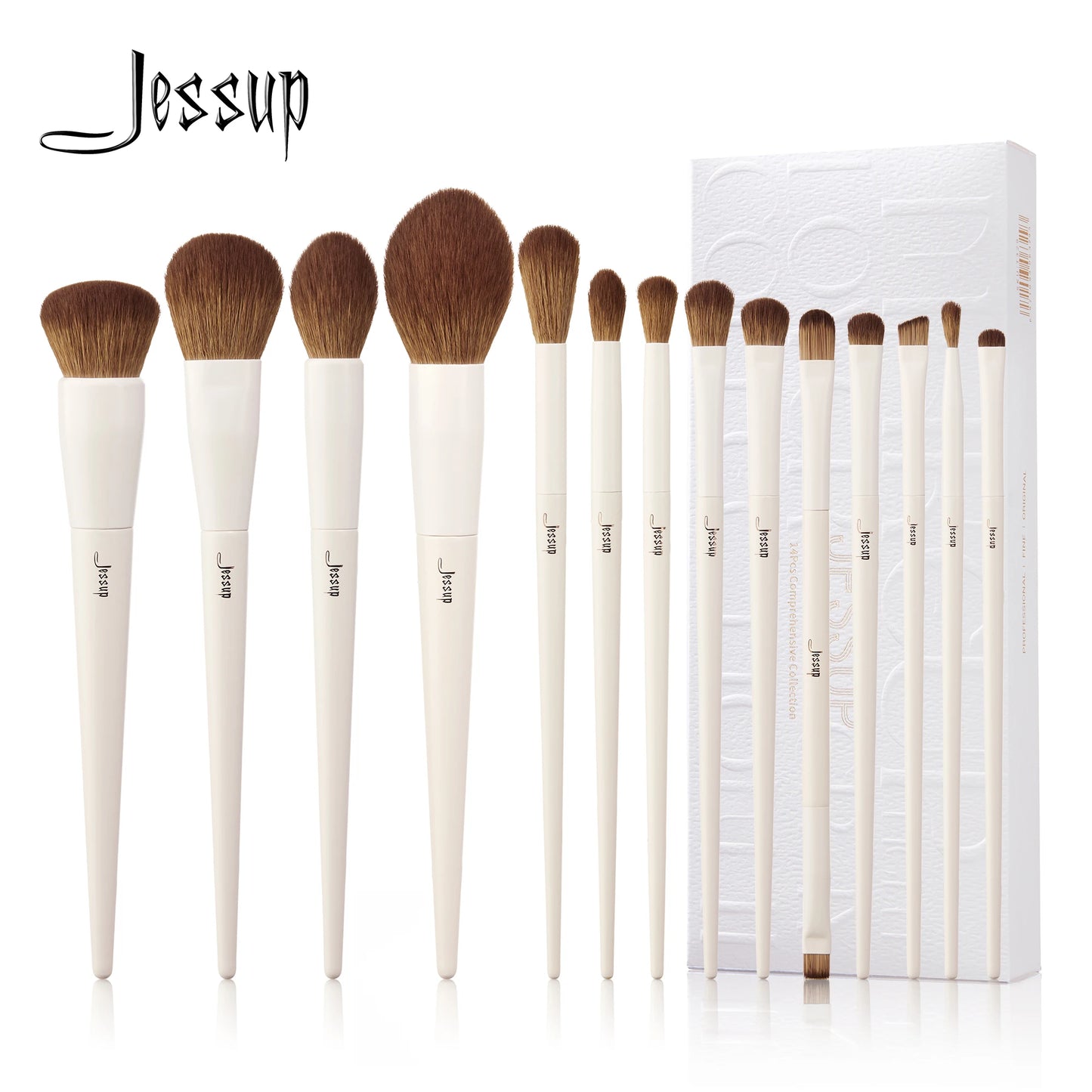 Jessup Makeup Brushes 14pc Makeup Brush set Synthetic Foundation Brush Powder Contour Eyeshadow Liner Blending Highlight T329 0