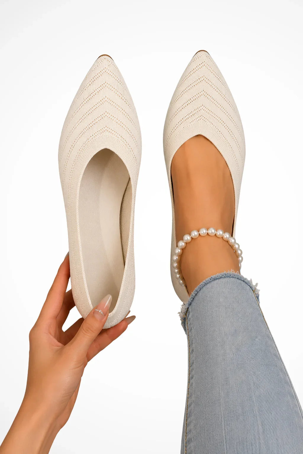 Jovia Women's Loafers | Orthopedic, Almond Pointed Toe, Knit Slip-On 7