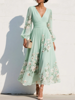 Katrina | Floral V-Neck Midi Dress 0