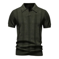 Knit Polo Shirt with Open Placket and Ribbed Hem 0