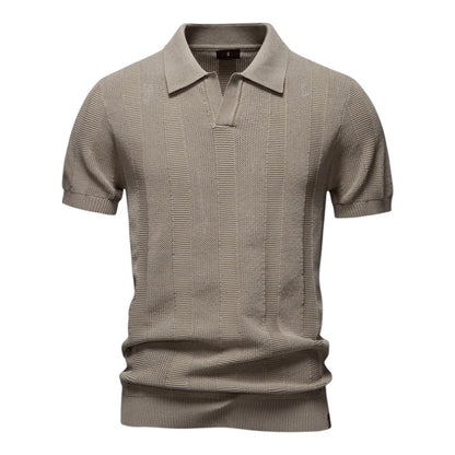 Knit Polo Shirt with Open Placket and Ribbed Hem 3