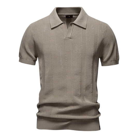 Knit Polo Shirt with Open Placket and Ribbed Hem 3