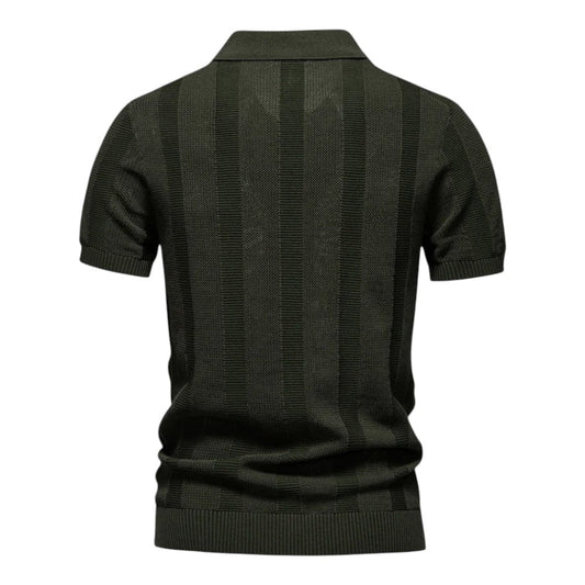 Knit Polo Shirt with Open Placket and Ribbed Hem 4