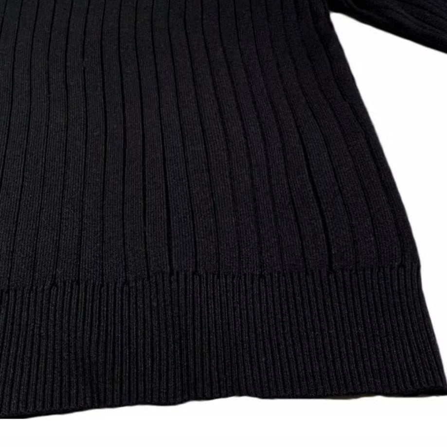 Knit Polo Sweater with Lapel Collar and Ribbing 8