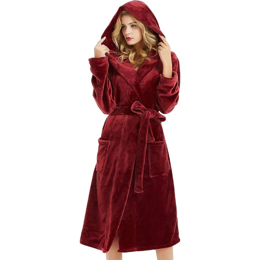 Ladies Fleece Bathrobe with Hood – Vivianne 0