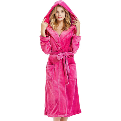 Ladies Fleece Bathrobe with Hood – Vivianne 3