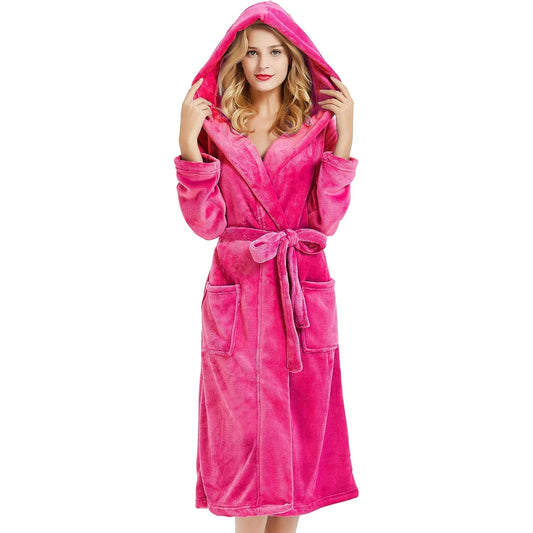Ladies Fleece Bathrobe with Hood – Vivianne 3