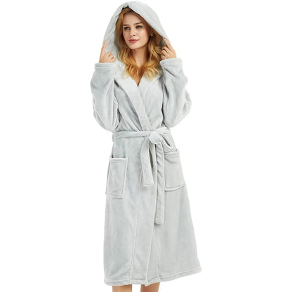 Ladies Fleece Bathrobe with Hood – Vivianne 4