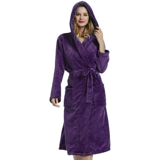 Ladies Fleece Bathrobe with Hood – Vivianne 6