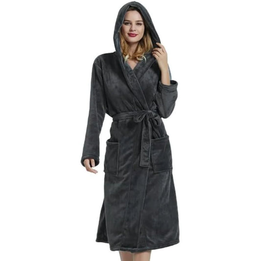 Ladies Fleece Bathrobe with Hood – Vivianne 8