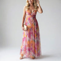 Layla | Soft Mesh Watercolor Maxi Dress 0
