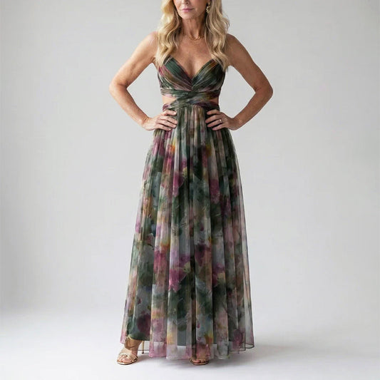 Layla | Soft Mesh Watercolor Maxi Dress 2