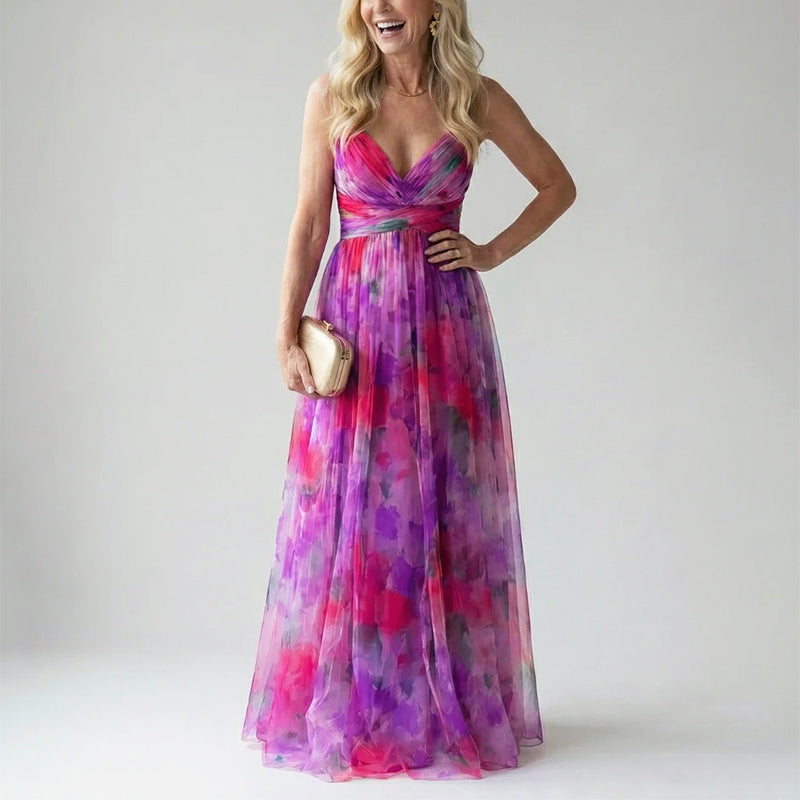 Layla | Soft Mesh Watercolor Maxi Dress 3