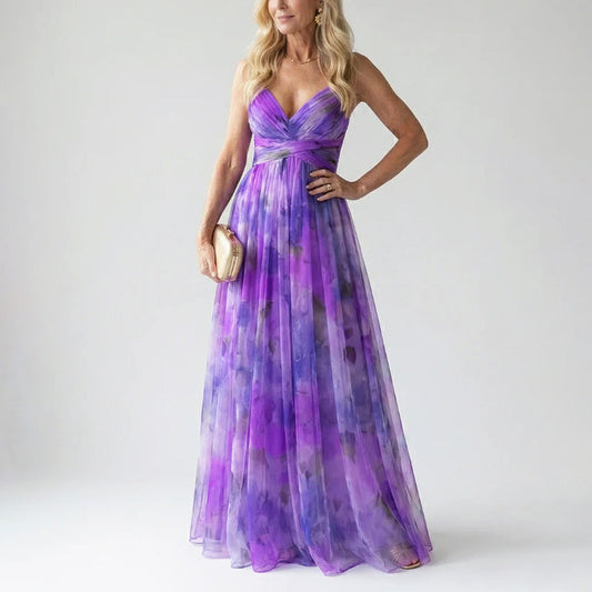 Layla | Soft Mesh Watercolor Maxi Dress 4