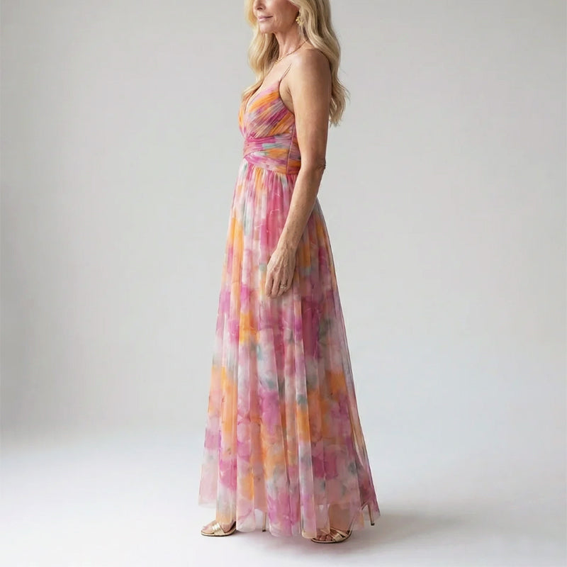 Layla | Soft Mesh Watercolor Maxi Dress 6