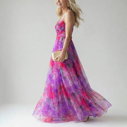 Layla | Soft Mesh Watercolor Maxi Dress 8