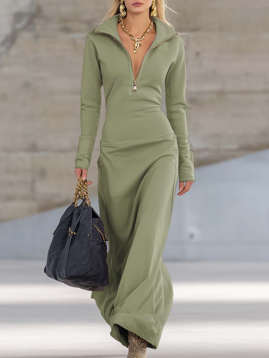 Leona | Hooded Zip Front Maxi Dress 10