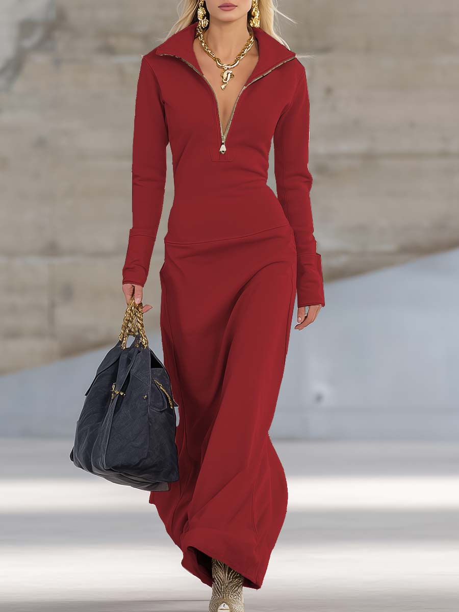 Leona | Hooded Zip Front Maxi Dress 2