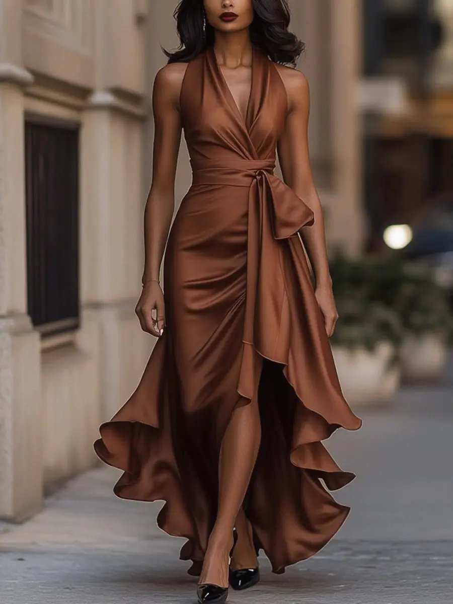 Leslie | Women's Halter Neck Maxi Dress 8