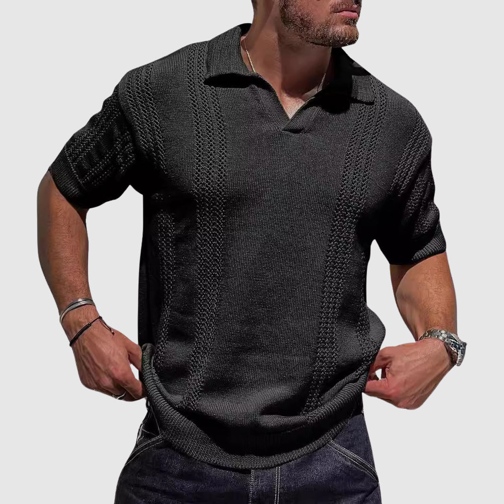 Lewis | Textured Knit Polo Shirt 0