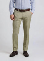 Light Olive Chambray Linen Suit Pants 0