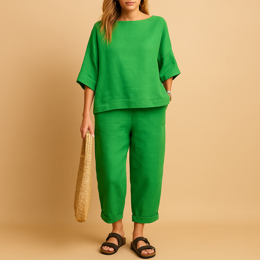 Light shirt and ankle pants set for women | Hazel 0
