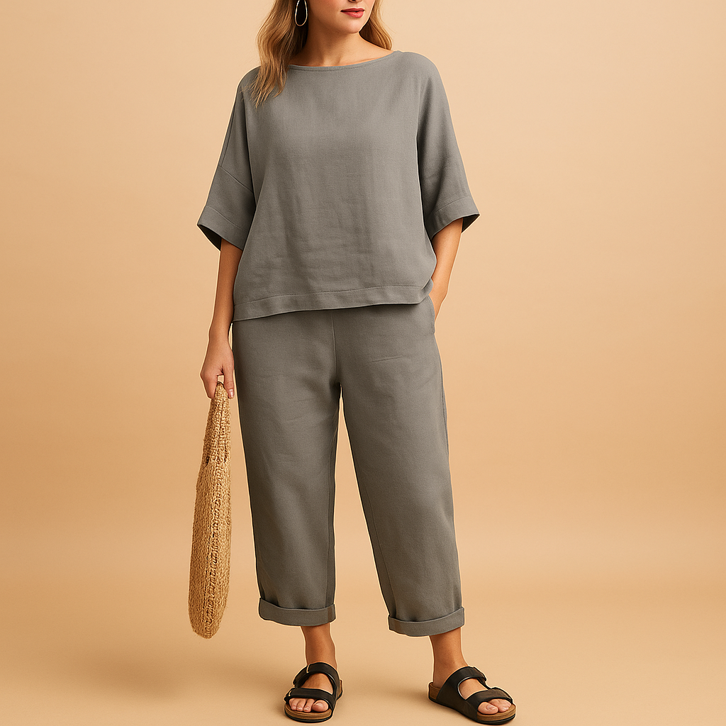 Light shirt and ankle pants set for women | Hazel 1