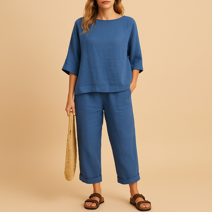 Light shirt and ankle pants set for women | Hazel 2
