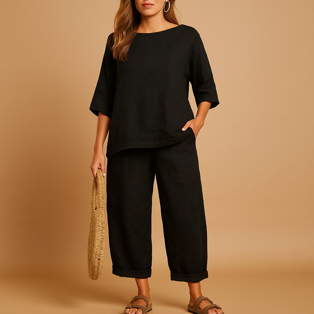 Light shirt and ankle pants set for women | Hazel 3