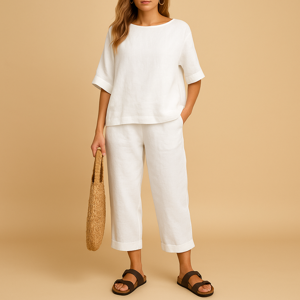 Light shirt and ankle pants set for women | Hazel 4