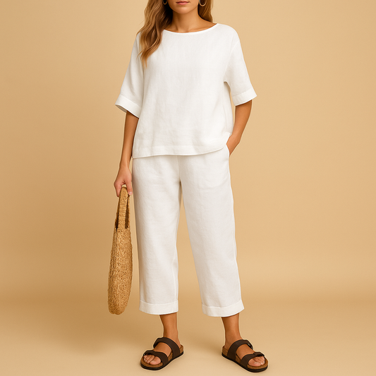 Light shirt and ankle pants set for women | Hazel 4