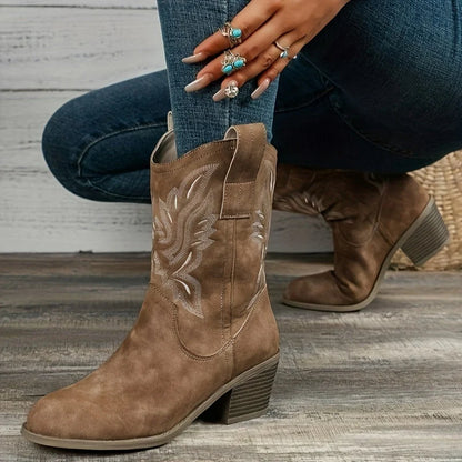 Lila Cowgirl Boots | Wide Calf, Mid-Calf Western Footwear for Women, Embroidered Detail 0