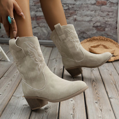 Lila Cowgirl Boots | Wide Calf, Mid-Calf Western Footwear for Women, Embroidered Detail 7