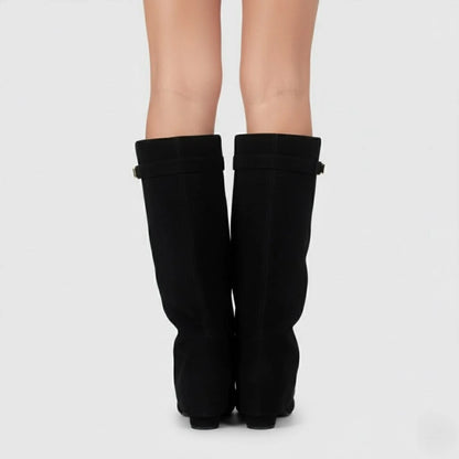Lila Thigh High Boots | Women's Black Leather with Buckle Detail 2